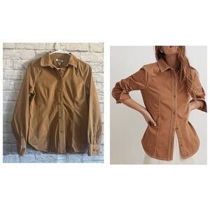 Madewell Darted Button-Up Shirt Regenerative Chino in the color Dark Pavement.